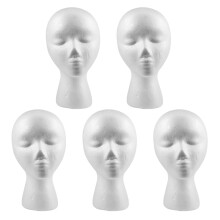 5pièces 27,5 x 52cm Tete de Mannequin / Mannequin de Femme En Mousse (Polystyrene) pour L'Exhibition Du Casque