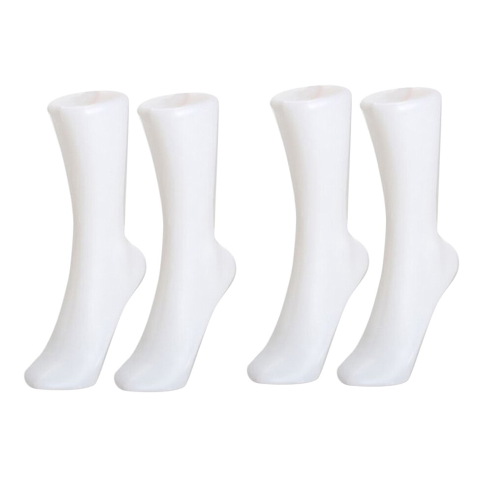 Exogio 4Pcs Female Foot Sock Sox Display Mold Short Stocking Mannequin White