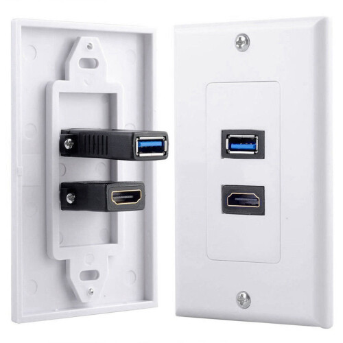 3X 2Port +USB 3.0 Female Wall Face Plate Panel Outlet Socket Extender White 1