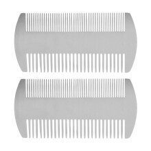 2X Dual Action Stainless Steel Edc Credit Card Size Comb Wallet Comb Pocket Comb Anti-Static Hair Comb for