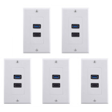 5X 2Port  + USB 3.0 Femmina Parete Pannello Frontale Presa Presa Estensore Bianco