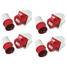 4X 16A 5-Poliger Stecker & Buchse Wetter IP44 3 Phase 380-415V 3P + N + Erde 16A