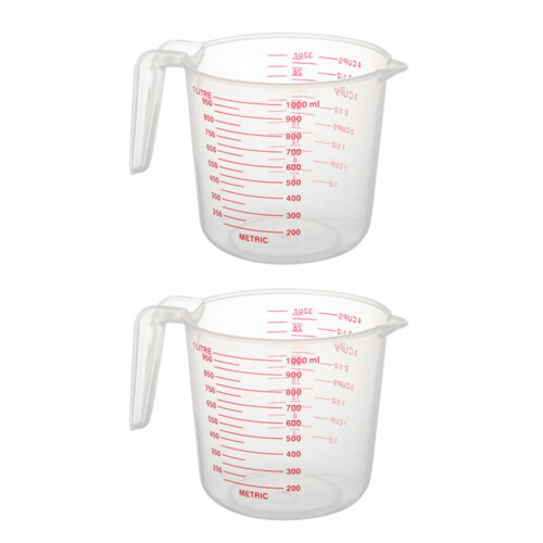 2X 1000Ml Measuring Cup Baking Tool Kitchen Tool High Quality Plastic Measuring Cup Tool Cup with Scale