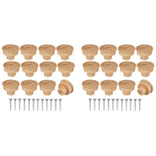 Boutons de Commode En Rotin Boho Boutons de Tiroir En Bois Ronds En Osier Tissé à la Main et Vis pour Boutons de Meubles Boho 24 Pièces