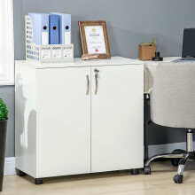 Vinsetto 2-Tier Locking Filing Cabinet Office Storage Cabinet, White