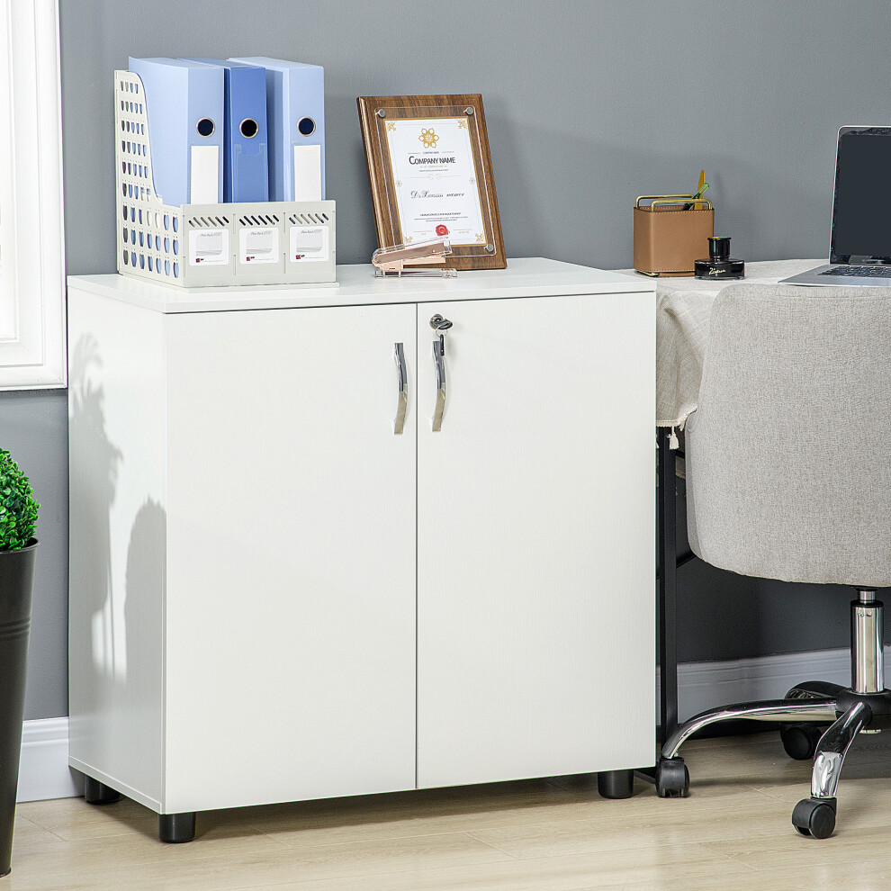 Vinsetto 2-Tier Locking Filing Cabinet Office Storage Cabinet, White