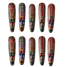 2X Holz Maske Wandbehang Ein Der Wand Massiv Holz Schnitzerei Bemalt Facebook Dekor Ein Der Wand Bar Dekoration Afrikanische Totem Maske Handwerk A