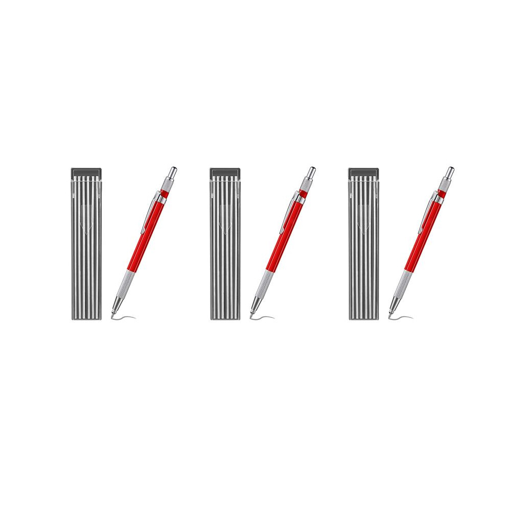 3X Welders Pencil With 36Pcs Silver Streak Refills, Metal Mechanical Welding Pencil Pipefitters, Fabrication, Red 6032417974470