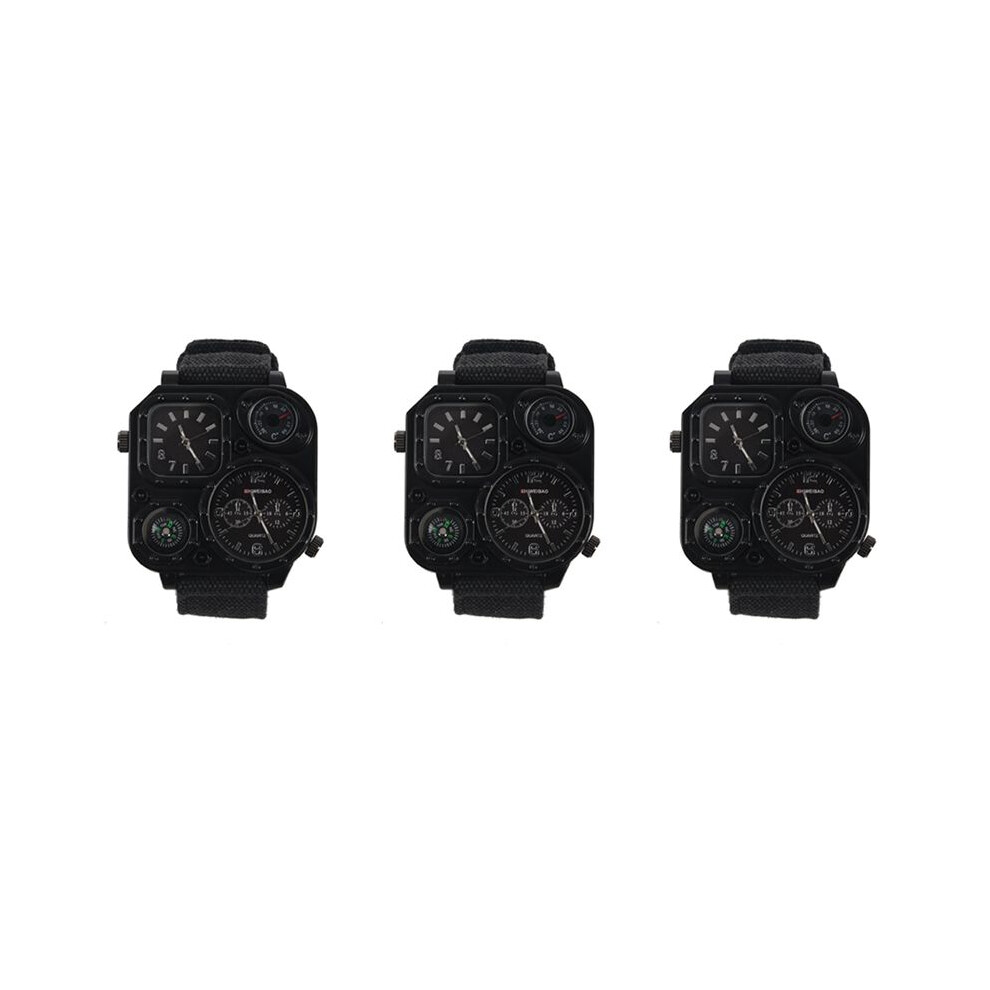 3X Shiweibao Men Dual Zone Quartz Wrist Watch With Compass Brown/Black Exogio