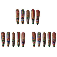 3X Masque En Bois Tenture Murale Sculpture Sur Bois Massif Peint Facebook Décoration Murale Bar Décorations pour la Maison Masque Totem Africain