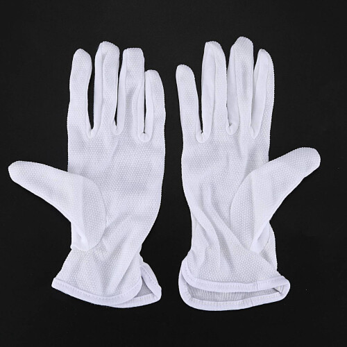 3X Pair Protective Anti-Slip White Cotton Work Driving Gloves 1