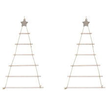 2X DIY Wooden Christmas Tree Wooden Wall Hanging Christmas Tree New Year Decoration for Home Ornaments White