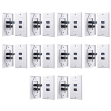 10X 2 Anschluss + USB 3.0 Haupt Wand Panel Panel Buchse Extender Weiß