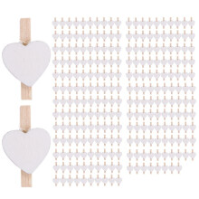 5X Small  Wooden Clothes Pegs / Decorative Pegs with Hearts , White