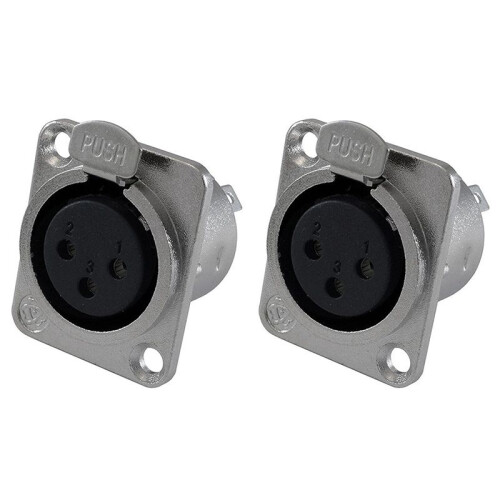 XLR Female Jack 3 Pin - Panel Mount Jacks D Series Size XLR-F - 12 PACK 2