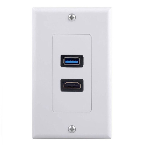 10X 2Port +USB 3.0 Female Wall Face Plate Panel Outlet Socket Extender White 1
