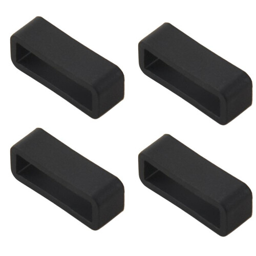 4X Black Watch Strap Retaining Hoop Loop Rubber Retainer Buckle Holder 22mm