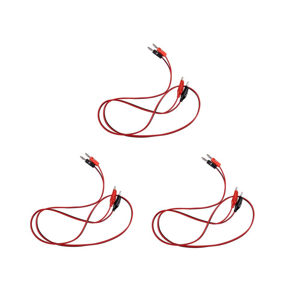 Exogio 6 Pcs Red Black Banana Plugs To Alligator Clips Probe Test Cable 1M