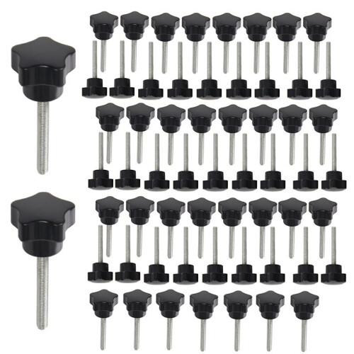 60 Pcs M6 x 50 mm Locking Star-Shaped Plastic  Male Thread Knob Grip