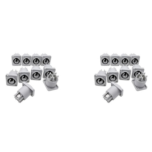 20PCS Powercon Connector 3 Pins 20A 250V Power Speaker Panel Socket Female for LED Screen Stage Lighting,Grey