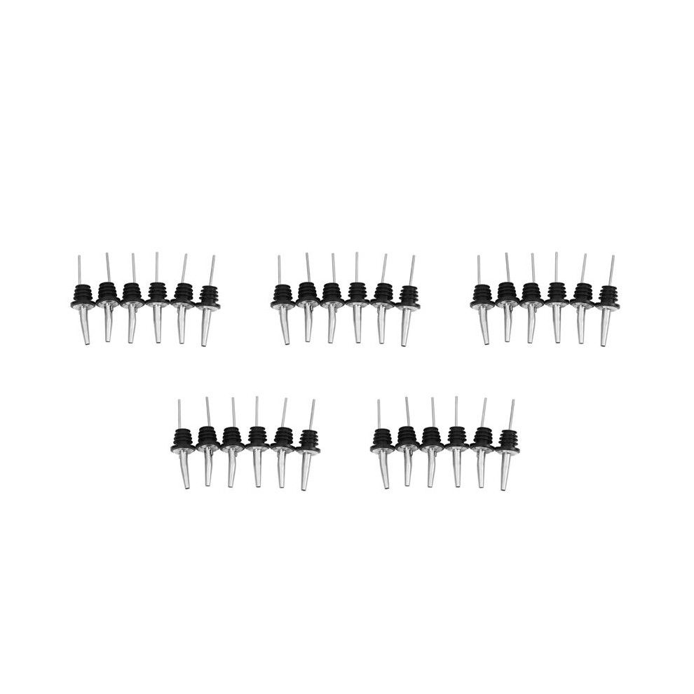 30Pcs Stainless Steel Spirit Wine Bottle Pourer Stopper Free Flow Liquor Cocktail Silver Typecat