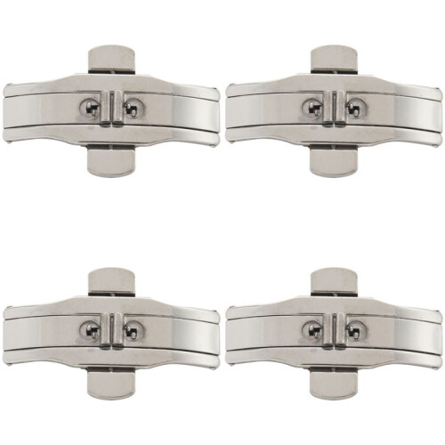 4X Double Push Button Butterfly Clasp Buckle Silver for 21mm Watch Band Strap