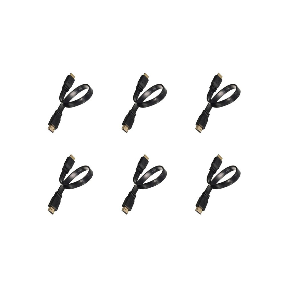 6X Short Male To Male Plug Flat Cable Cord Full Hd For Audio Video Hdtv Tv Ps3 6132675191647