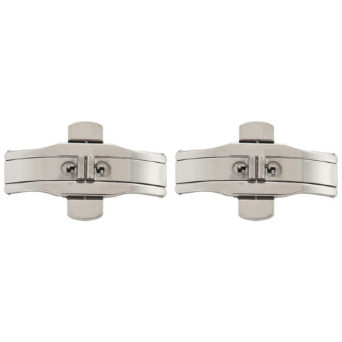 2X Double Push Button Butterfly Clasp Buckle Silver for 21Mm Watch Band Strap