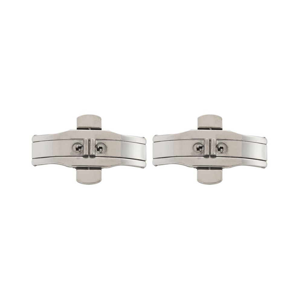 2X Double Push Button Butterfly Clasp Buckle For 21Mm Watch Band Strap Silver 6032723100907