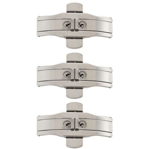 3X Double Push Button Butterfly Clasp Buckle Silver for 21mm Watch Band Strap