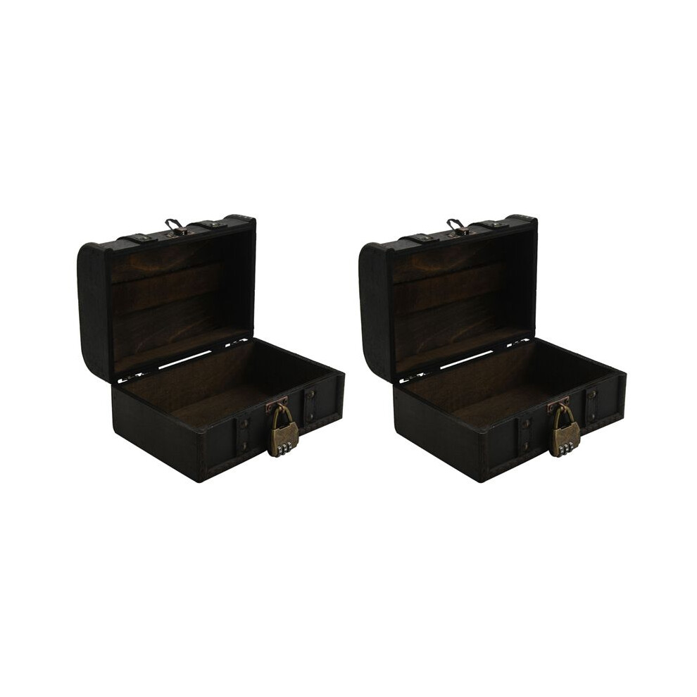2X Retro Treasure Chest Vintage Wooden Storage Box Antique Style Jewelry Organizer For Wardrobe Jewelry Box Trinket Box Exogio