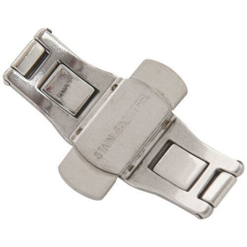 3X Double Push Button Butterfly Clasp Buckle Silver for 21mm Watch Band Strap 2