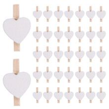 150X Small Wooden Clothes Pegs / Decorative Pegs with Hearts , White