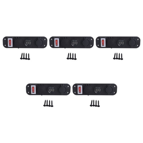 5X 4 em 1 Dual QC3.0 Power Charger C-Igarette Lighter Socket Voltímetro Digital com Rocker  e   Control