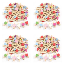 200Pcs Mixed Colours Wooden Peg Photo Paper Peg Clips
