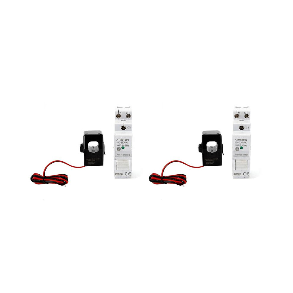 2X Atms1603 Tuya Single Phase Wifi Meter 100-230V Din Rail Precisely Measuring Voltmeter Ammeter Power Exogio