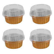 400Pz Tazze da Forno Monouso Nel Alluminio Creme Brulee Dessert Ovale Cupcake Cups con Lids Cake Egg Tools