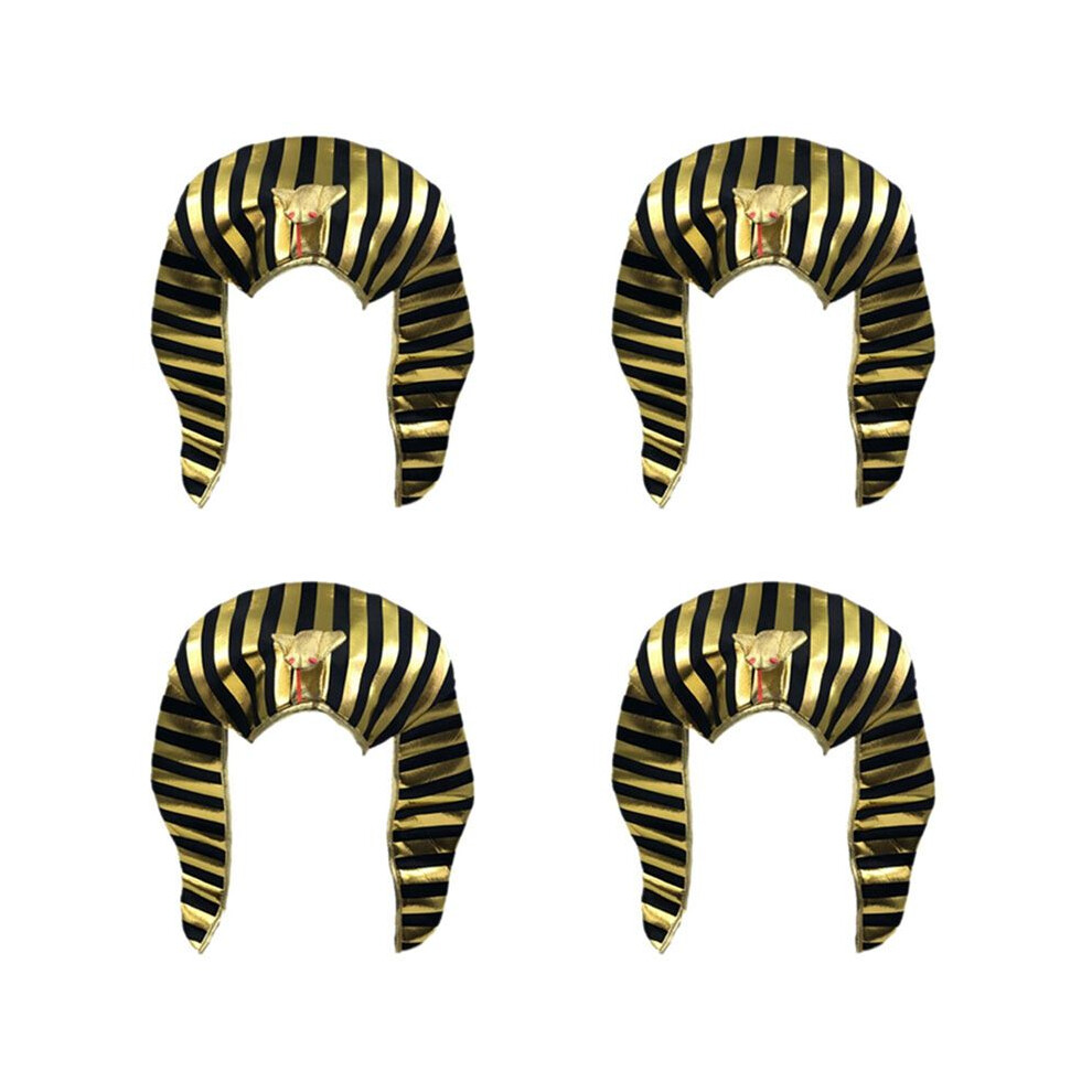 4X Egyptian Pharaoh Costume Pharaoh Hat King Headpiece -Plated King For Halloween Dress Themed Party Gold Exogio