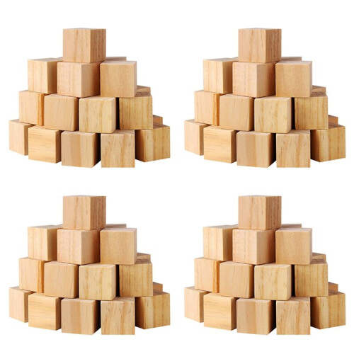 200Pcs Wood Square Square Blank Wood Blocks for Puzzle Making, Crafts, and DIY Projects