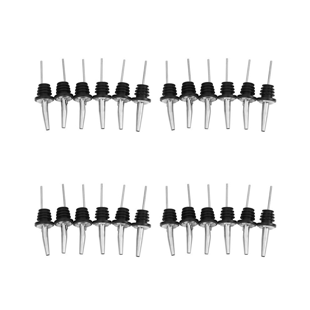 24Pcs Stainless Steel Spirit Wine Bottle Pourer Stopper Free Flow Liquor Cocktail Silver Exogio