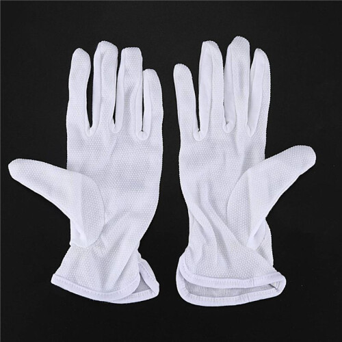 5 Pair Protective Anti-Slip White Cotton Work Driving Gloves 2