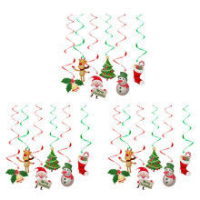 3 Set Christmas Spiral Ceiling Hanging Santa Claus Elk Bell Swirl Banner Christmas Party Home Living Room Decoration