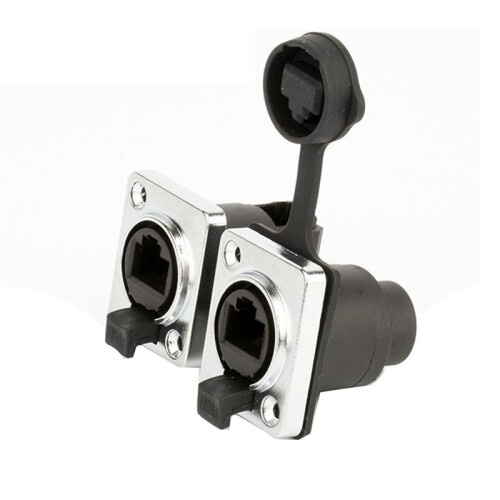 2X RJ45 Waterproof Network Connector 8P8C Female Panel Mount Sockets RJ45 Ethernet Connector(Style 4) 2