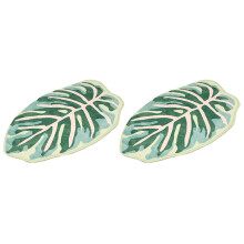 2X Moderna Foglia Modello Bagno Wc Impermeabile nel Microfibra Tappetino da Bagno Foglia Verde Piante Tropicali Casa Porta Antiscivolo,1