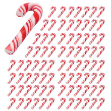 600Pcs Red and White Handmade Christmas Candy Cane Miniature Food Dollhouse Home Decor Clay Candy Cane About 3.2X1cm
