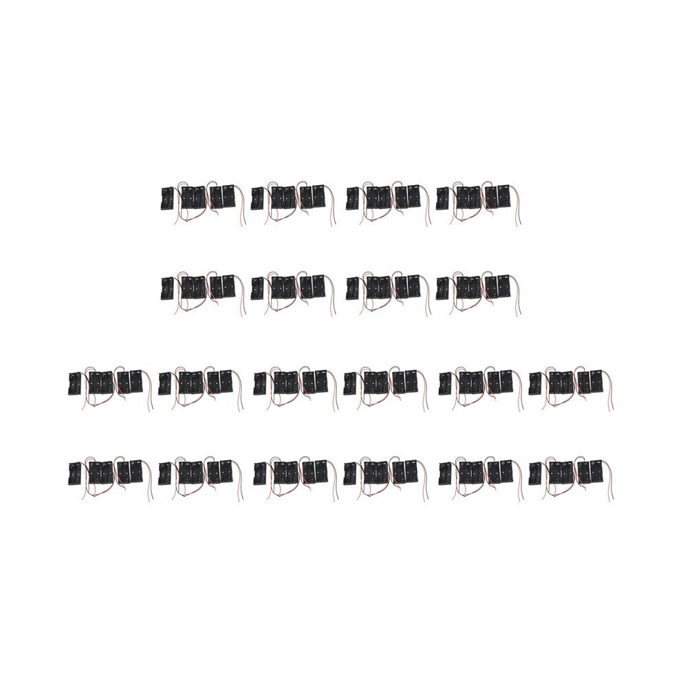 100 Pcs 2 X 1.5V Aa Battery Holder Case Box W Wire Leads Black Exogio