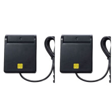 2X Lettore di  Card USB Atm Bank Dichiarazione Fiscale Ic Card ID Card Lettore di  Card (Nero)