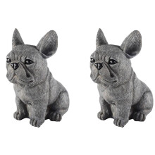 2X Statue Garden Decoration Dog Resin Decoration Dachshund & French Bulldog Sculpture Home Ornaments 17X12X11CM