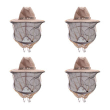 4 Pcs Anti Bee Hat Beehive Beekeeping Cowboy Hat Mosquito Bee Insect Net Face Protector Beekeeper Equipment
