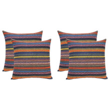 Set of 4 Bohemian Throw Pillow Covers Decorative Boho Mexican Retro Stripe Multicolor Pillow Cases, for Sofa 18X18Inch